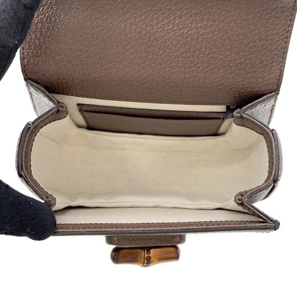 GUCCI Bamboo 1947 Jumbo GG Top Handle Bag Size Mini Canvas/Leather Beige - Picture 15 of 16